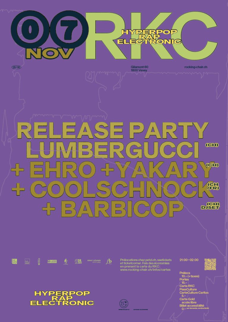 Release party lumbergucci (CH) + ehro + yakary (CH) + Coolschnock (CH/FR) + Barbicop (CH – djset) - Rocking Chair Vevey
