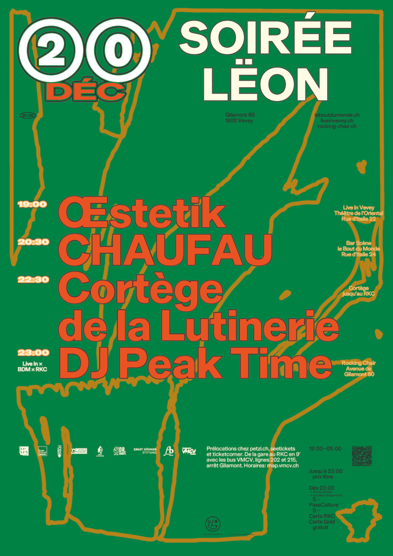 soirée lëon : Œstetik (CH) + CHAUFAU (CH) + Cortège de la Lutinerie + DJ Peak Time (live in x BDM x RKC) - Rocking Chair Vevey