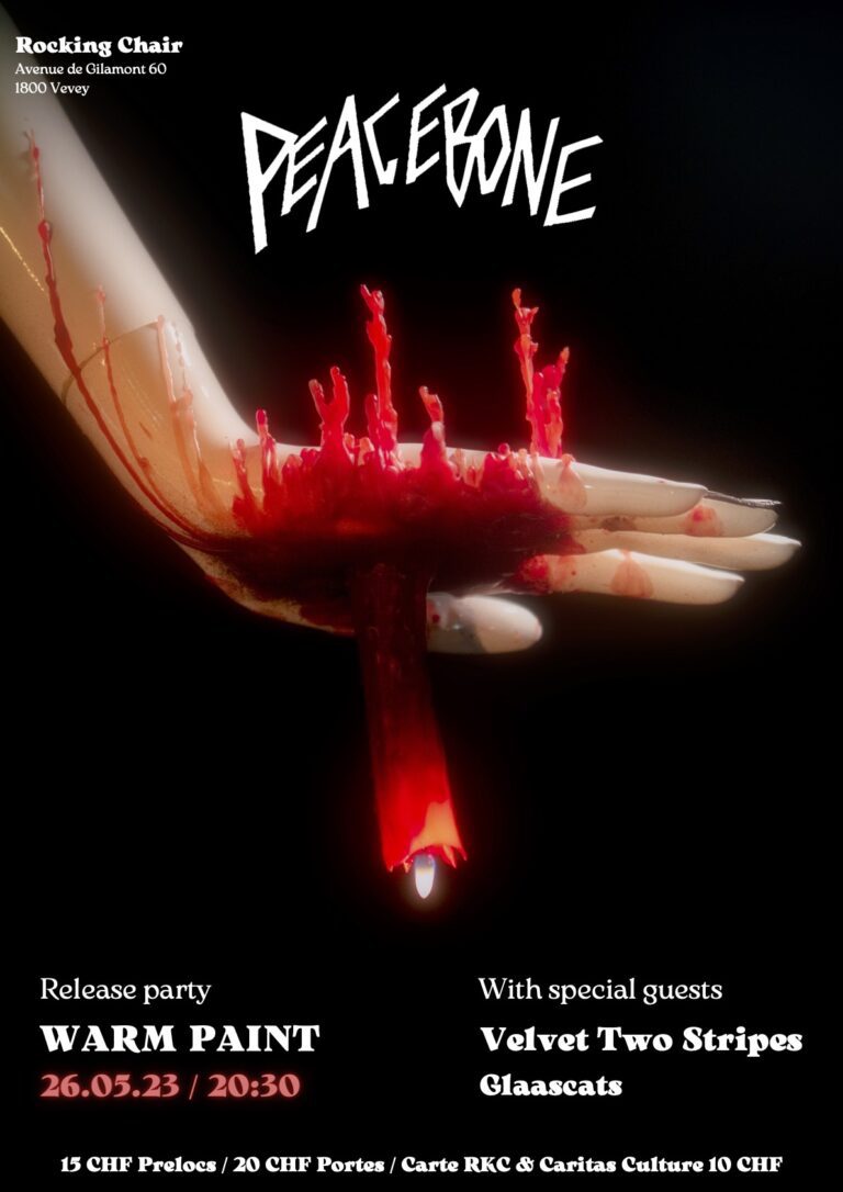 Peacebone (CH, Vernissage) + Velvet two stripes (CH) + Glaascats (CH) - Rocking Chair Vevey