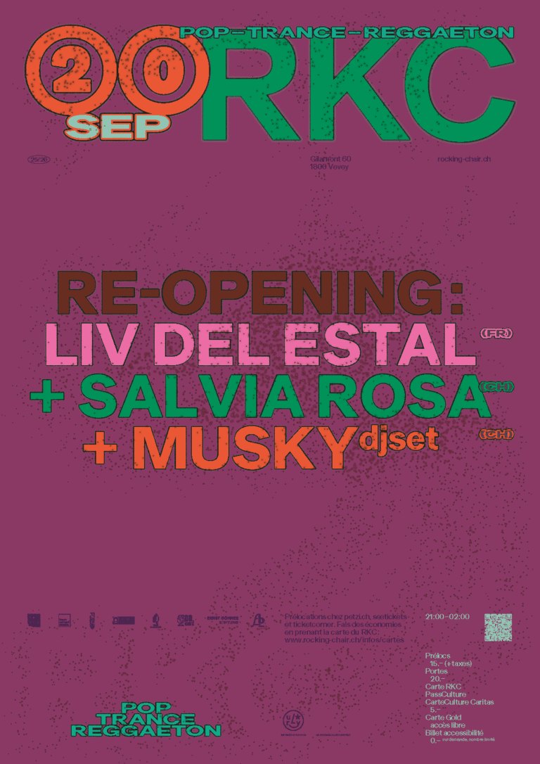 Re-opening : Liv del Estal (FR) + Salvia Rosa (CH) + musky (CH) - Rocking Chair Vevey