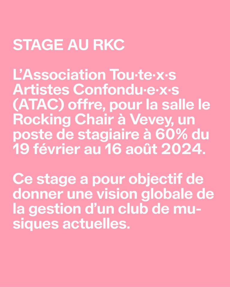 Offre de stage 2024 - Rocking Chair Vevey
